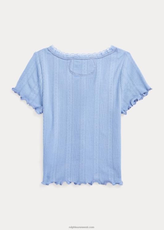 Ralph Lauren lapsed pointelle kootud puuvillane kardigan PR0V6836 kanal sinine