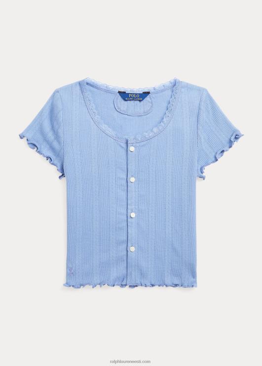 Ralph Lauren lapsed pointelle kootud puuvillane kardigan PR0V7075 kanal sinine