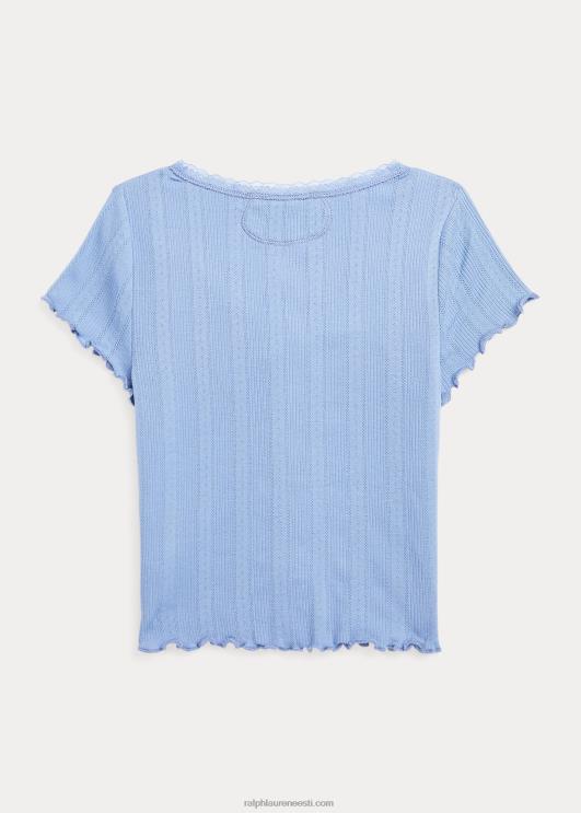 Ralph Lauren lapsed pointelle kootud puuvillane kardigan PR0V7075 kanal sinine