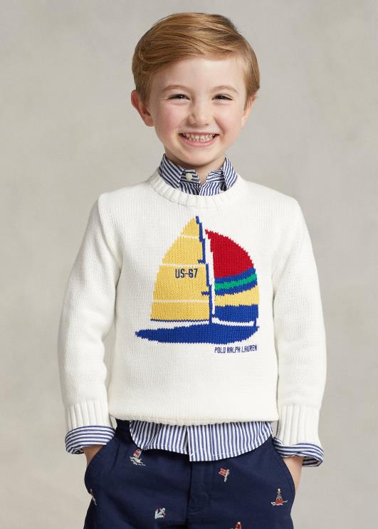 Ralph Lauren lapsed purjekas puuvillane kampsun PR0V5666 tekipesu valge