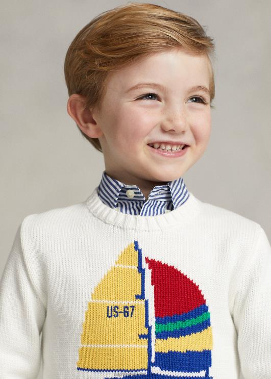 Ralph Lauren lapsed purjekas puuvillane kampsun PR0V5666 tekipesu valge