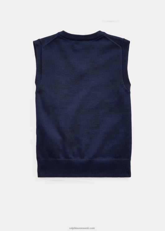 Ralph Lauren lapsed puuvillane v-kaelusega kampsunvest PR0V5918 rl merevägi