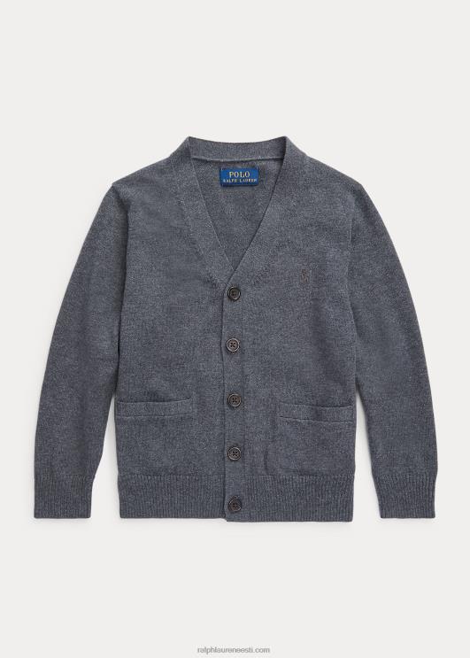 Ralph Lauren lapsed puuvillane v-kaelusega kardigan PR0V5916 keskmine hall kanarbik