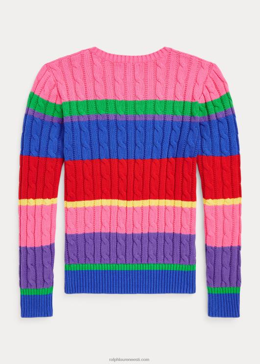 Ralph Lauren lapsed triibuline kaabel-kootud puuvillane kampsun PR0V6973 uus iirise multi