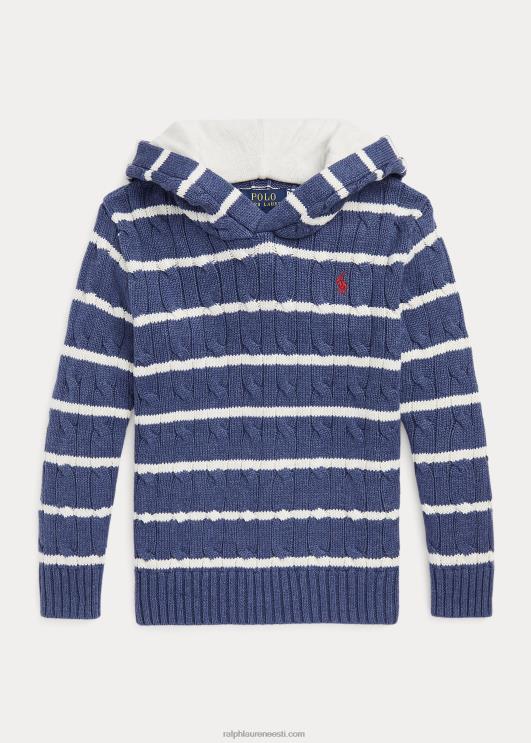 Ralph Lauren lapsed triibuline puuvillane kapuutsiga kampsun PR0V9911 kinnisvara kreem/rustikaalne merevägi