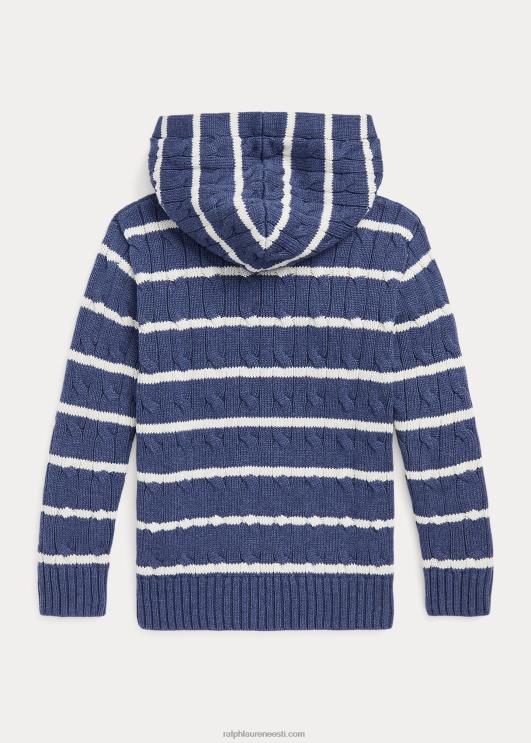 Ralph Lauren lapsed triibuline puuvillane kapuutsiga kampsun PR0V9911 kinnisvara kreem/rustikaalne merevägi