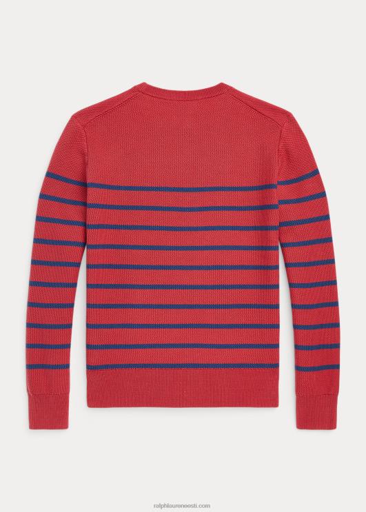 Ralph Lauren lapsed triibuline võrkkootud puuvillane kampsun PR0V9934 tšillipipar