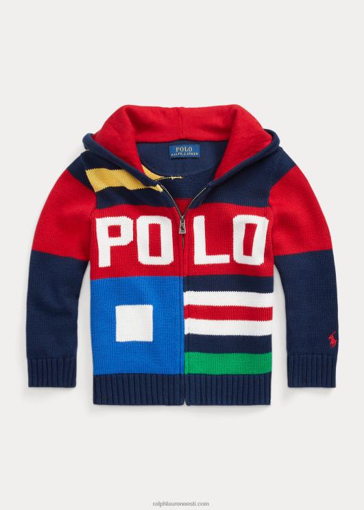 Ralph Lauren lapsed värviblokeeritud puuvillane täistõmblukuga kampsun PR0V6478 rafineeritud mereväe multi