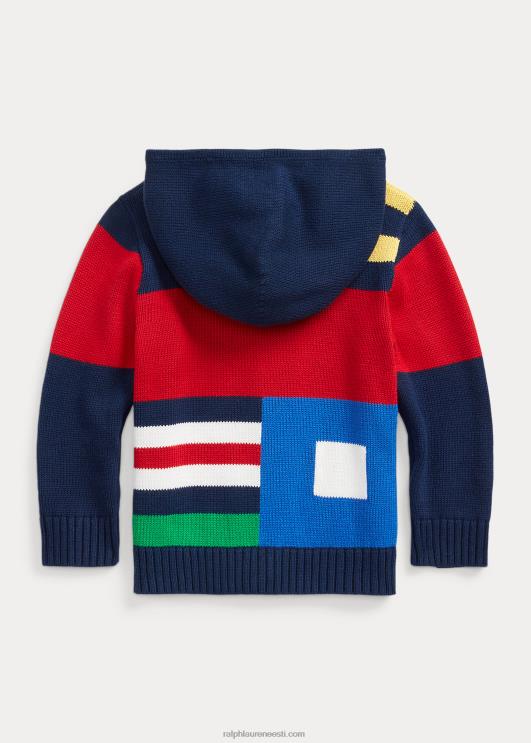 Ralph Lauren lapsed värviblokeeritud puuvillane täistõmblukuga kampsun PR0V6478 rafineeritud mereväe multi