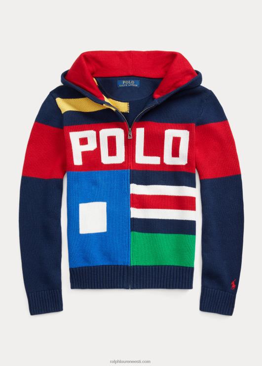 Ralph Lauren lapsed värviblokeeritud puuvillane täistõmblukuga kampsun PR0V6557 rafineeritud mereväe multi