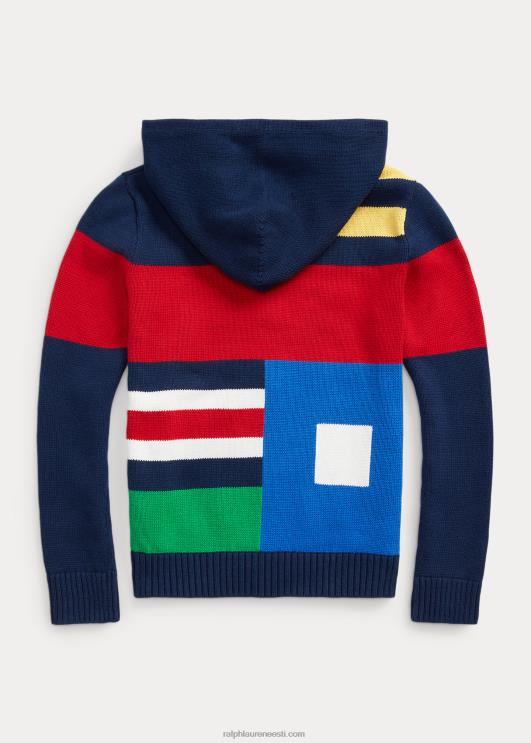 Ralph Lauren lapsed värviblokeeritud puuvillane täistõmblukuga kampsun PR0V6557 rafineeritud mereväe multi