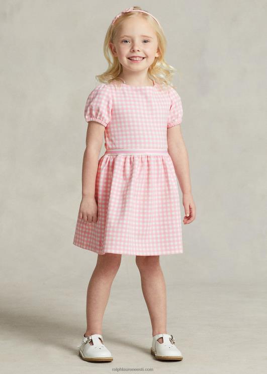 Ralph Lauren lapsed gingham ponte kleit PR0V7347 roosa hõlmik