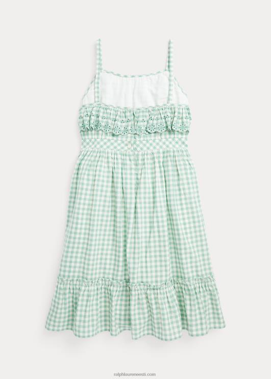 Ralph Lauren lapsed hõlmikpuuvillane madrase kleit PR0V7064 pleekinud piparmünt/tekipesu valge