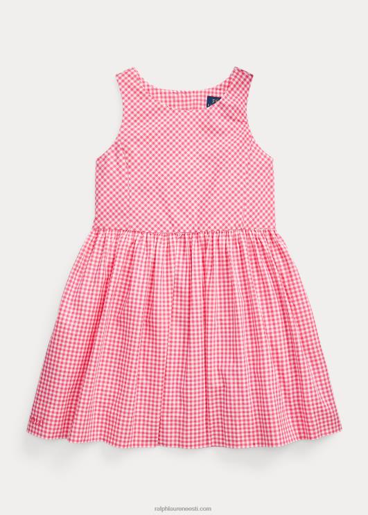 Ralph Lauren lapsed hõlmikpuuvillasest popliinist kleit PR0V7375 roosa/valge