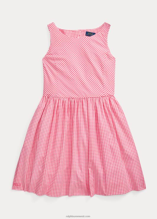 Ralph Lauren lapsed hõlmikpuuvillasest popliinist kleit PR0V7539 roosa/valge