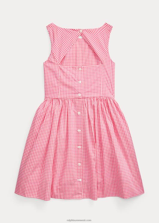 Ralph Lauren lapsed hõlmikpuuvillasest popliinist kleit PR0V7539 roosa/valge