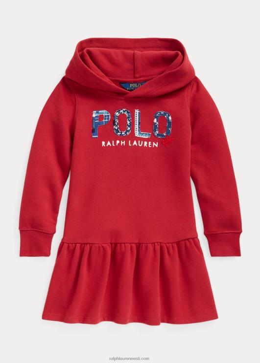 Ralph Lauren lapsed logoga fliisist kapuutsiga kleit PR0V7410 tšillipipar
