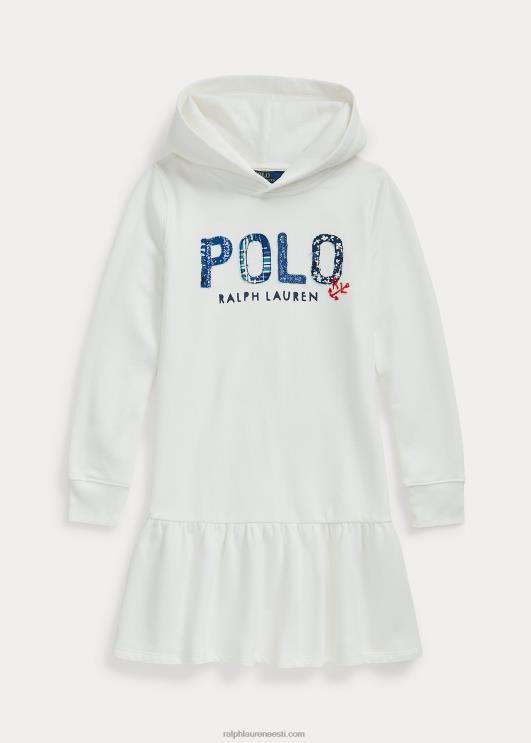 Ralph Lauren lapsed logoga fliisist kapuutsiga kleit PR0V7575 tekipesu valge