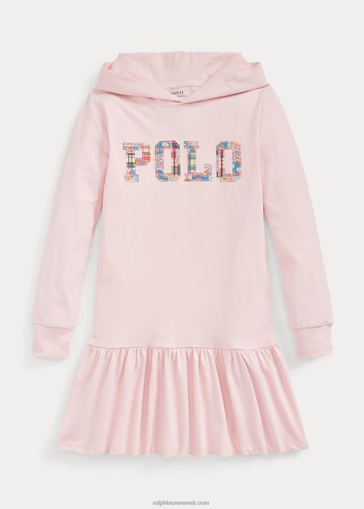 Ralph Lauren lapsed logoga puuvillasest jersey kapuutsiga kleit PR0V7134 roosa varjund