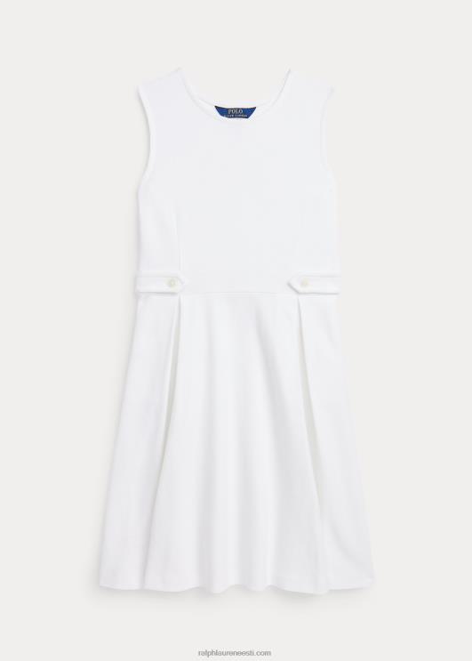 Ralph Lauren lapsed plisseeritud puuvillasest võrgust kleit PR0V7124 valge