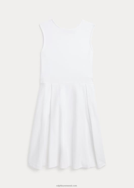 Ralph Lauren lapsed plisseeritud puuvillasest võrgust kleit PR0V7124 valge