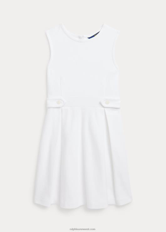 Ralph Lauren lapsed plisseeritud puuvillasest võrgust kleit PR0V9942 valge