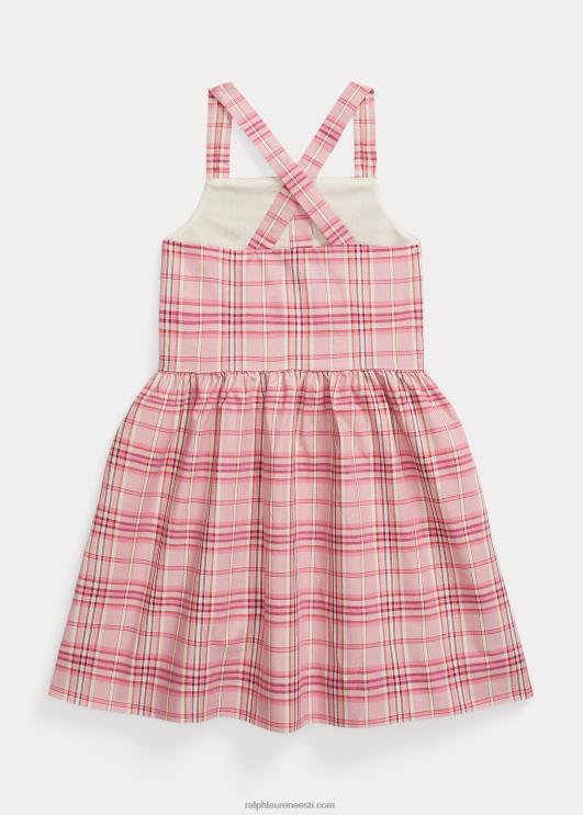 Ralph Lauren lapsed ruuduline puuvillane popliin kleit PR0V9971 roosa pleed