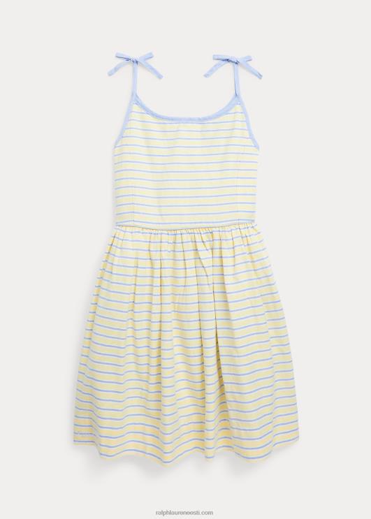 Ralph Lauren lapsed triibuline puuvillane oxfordi kleit PR0V6869 kollane/merepunane
