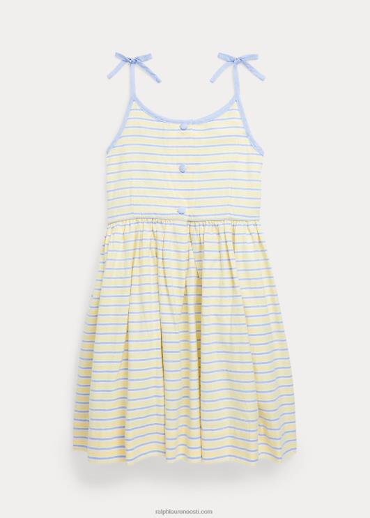 Ralph Lauren lapsed triibuline puuvillane oxfordi kleit PR0V6869 kollane/merepunane