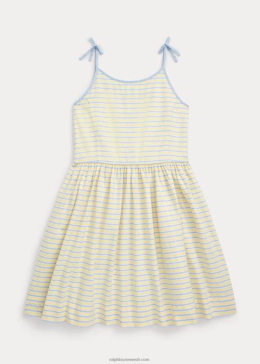 Ralph Lauren lapsed triibuline puuvillane oxfordi kleit PR0V7157 kollane/merepunane