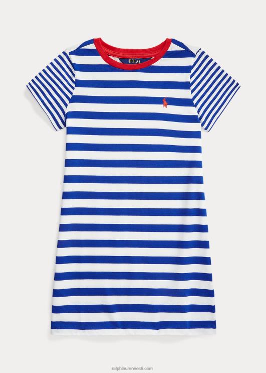 Ralph Lauren lapsed triibuline puuvillane trikoo t-kleit PR0V6797 safiirist täht