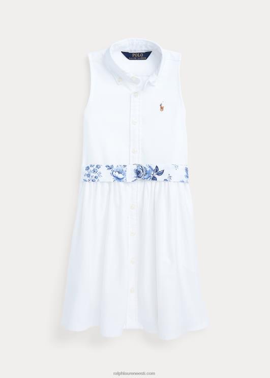 Ralph Lauren lapsed vööga puuvillane oxfordi särk PR0V6810 tekipesu valge