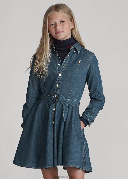 Ralph Lauren lapsed vööga puuvillane teksasärk PR0V7025 indigo
