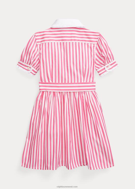 Ralph Lauren lapsed vööga triibuline puuvillasest popliinist särk PR0V6855 kõrberoosa/valge