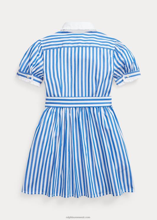Ralph Lauren lapsed vööga triibuline puuvillasest popliinist särk PR0V6856 uus iiris/valge