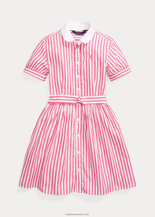 Ralph Lauren lapsed vööga triibuline puuvillasest popliinist särk PR0V7097 kõrberoosa/valge