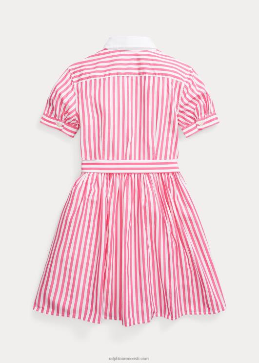 Ralph Lauren lapsed vööga triibuline puuvillasest popliinist särk PR0V7097 kõrberoosa/valge