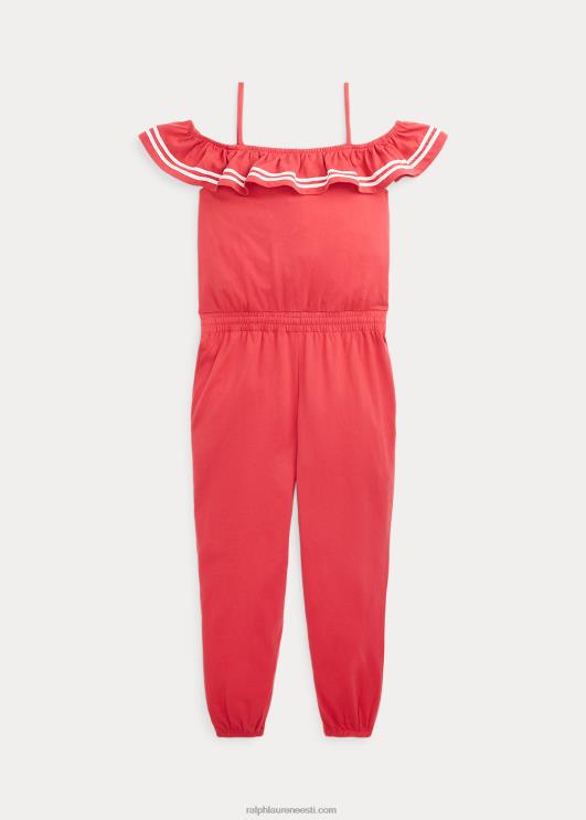 Ralph Lauren lapsed volangidega puuvillast jersey kombinesoon PR0V7122 tüürpoor punane