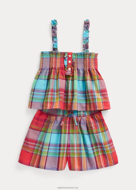 Ralph Lauren lapsed puuvillane madras lühike komplekt PR0V9939 punane multi