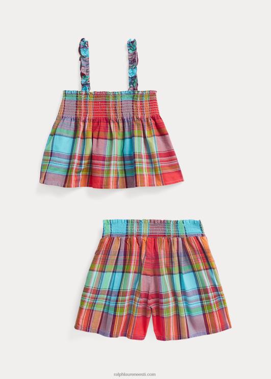 Ralph Lauren lapsed puuvillane madras lühike komplekt PR0V9939 punane multi