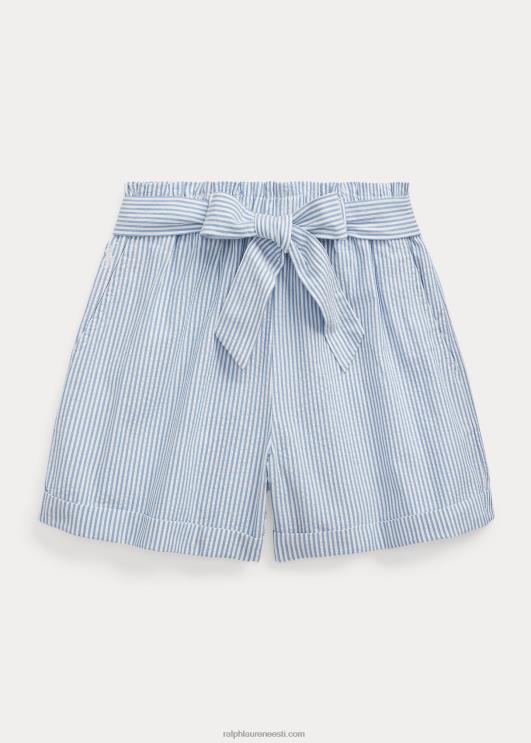 Ralph Lauren lapsed vööga puuvillane seersucker paberkott lühike PR0V7139 sinine/valge