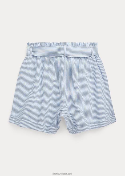 Ralph Lauren lapsed vööga puuvillane seersucker paberkott lühike PR0V7139 sinine/valge