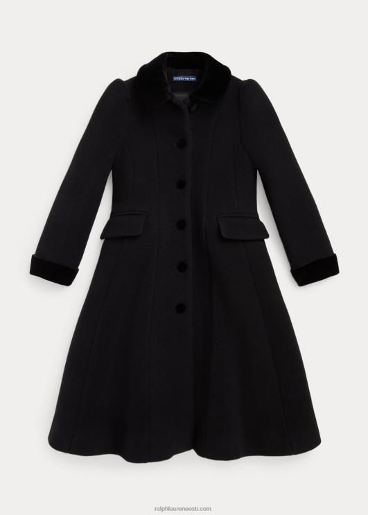 Ralph Lauren lapsed sametäärisega villane printsessimantel PR0V7359 must