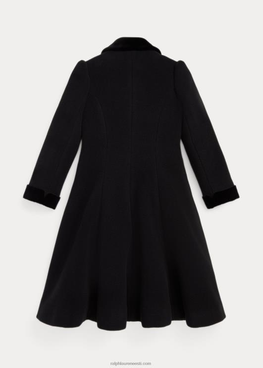 Ralph Lauren lapsed sametäärisega villane printsessimantel PR0V7359 must