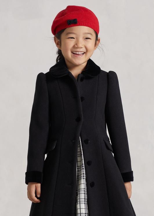 Ralph Lauren lapsed sametäärisega villane printsessimantel PR0V7359 must