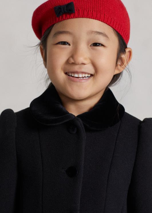 Ralph Lauren lapsed sametäärisega villane printsessimantel PR0V7359 must