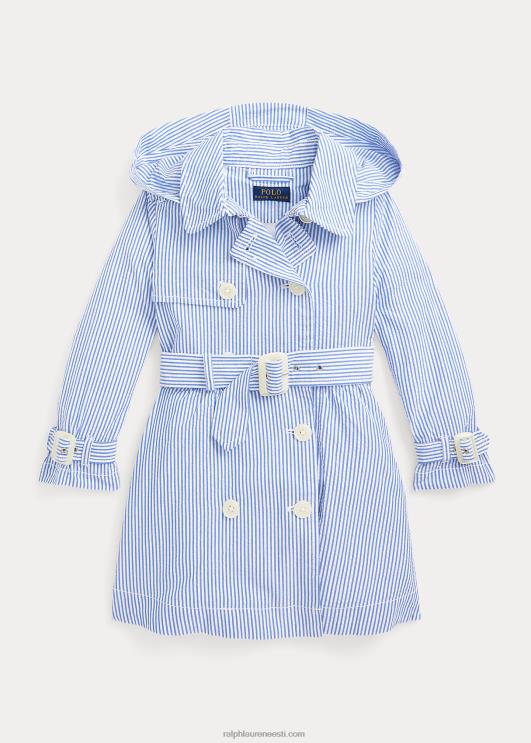 Ralph Lauren lapsed seersucker kapuutsiga trentšmantel PR0V7349 sinine/valge