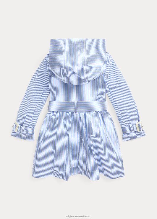 Ralph Lauren lapsed seersucker kapuutsiga trentšmantel PR0V7349 sinine/valge