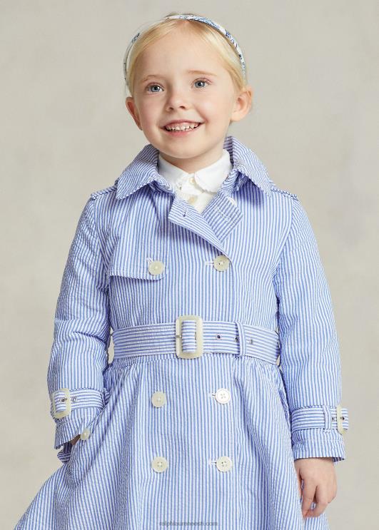 Ralph Lauren lapsed seersucker kapuutsiga trentšmantel PR0V7349 sinine/valge