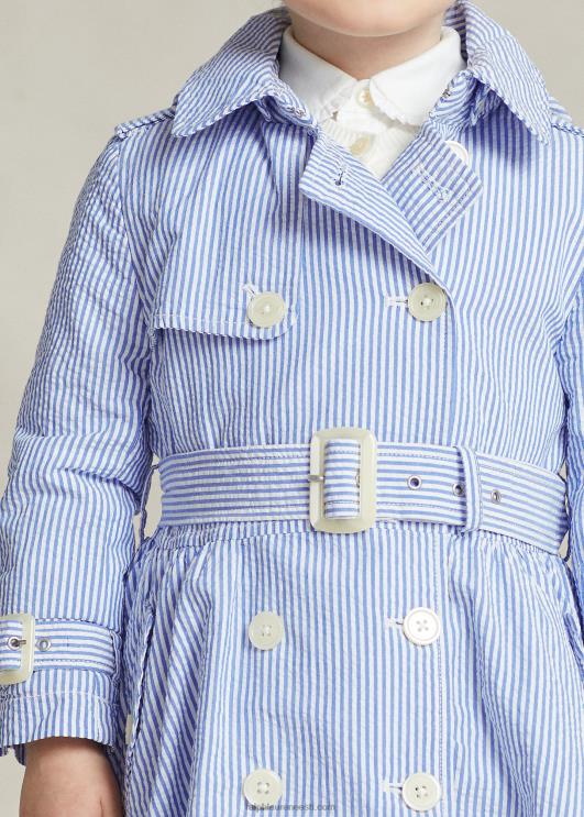 Ralph Lauren lapsed seersucker kapuutsiga trentšmantel PR0V7349 sinine/valge